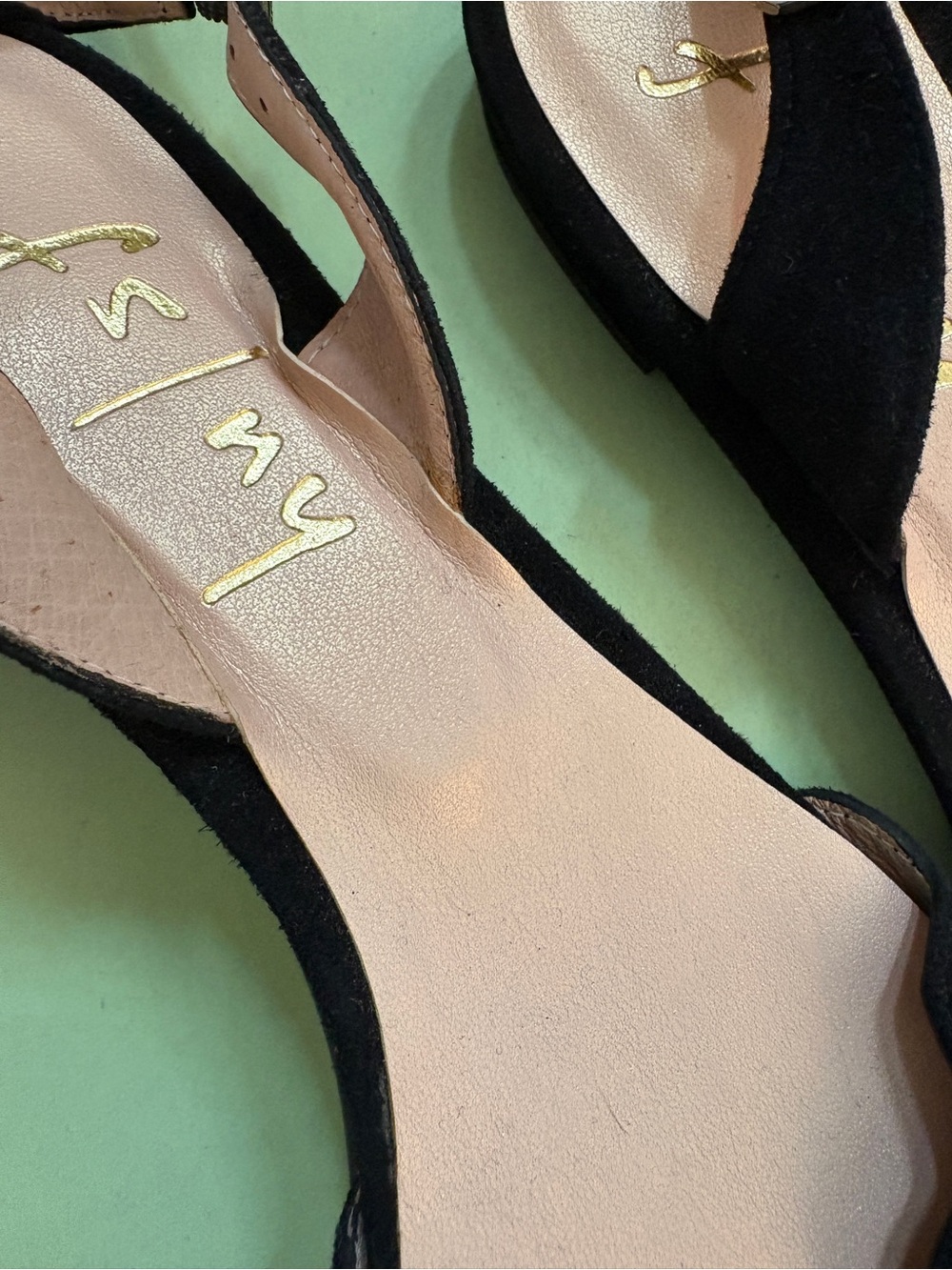FSNY Black Suede Slingback Flats Mules Shoes 7 NEW - Picture 4 of 5